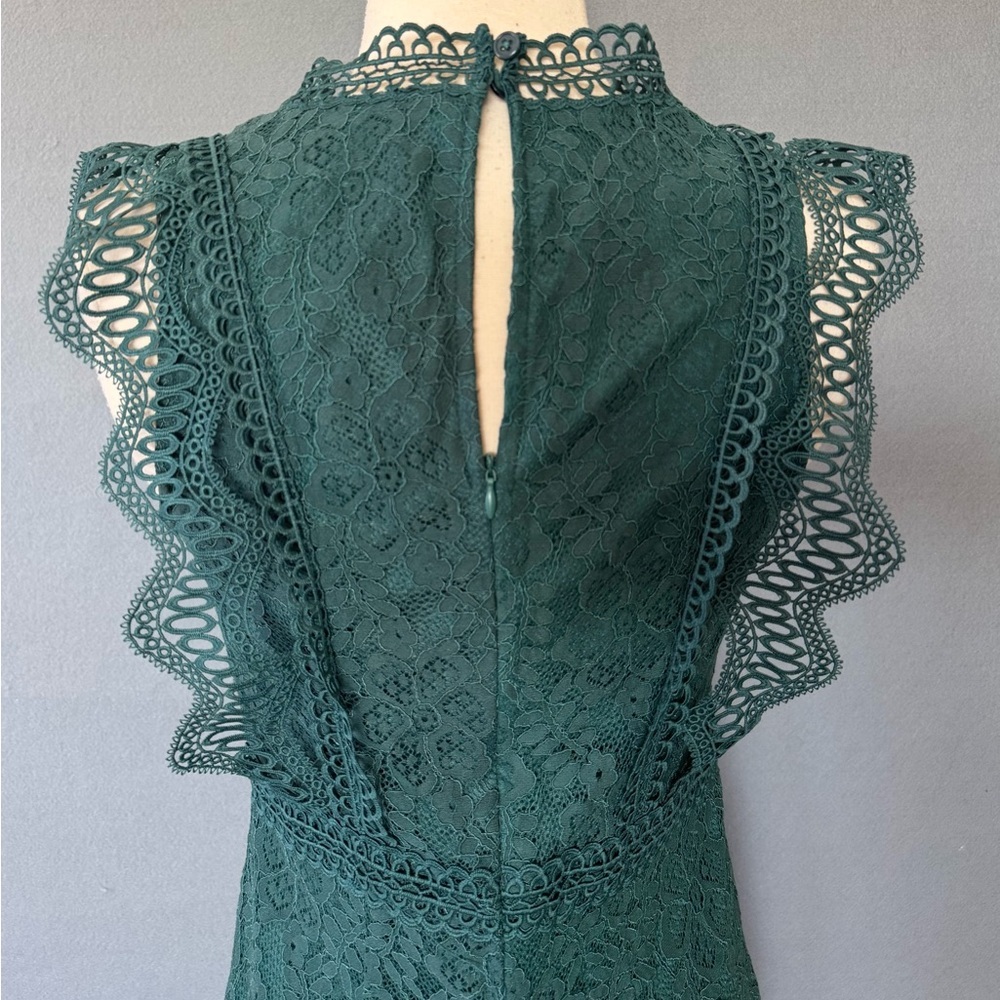Lulus Dark green Lace Mock Neck Mini Dress Small - Picture 9 of 15
